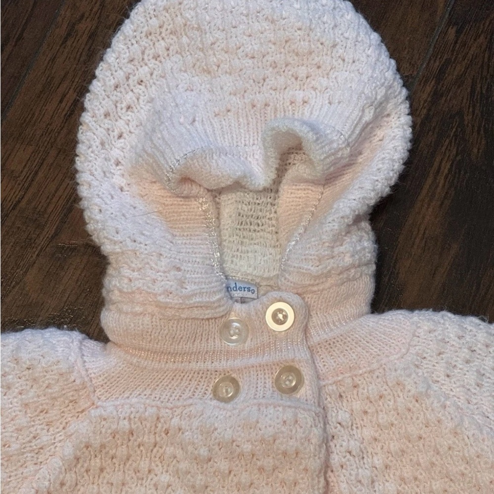 Little Wonders Sweater Jacket Hooded Pink Size 3-6 Mo - Picture 2 of 7